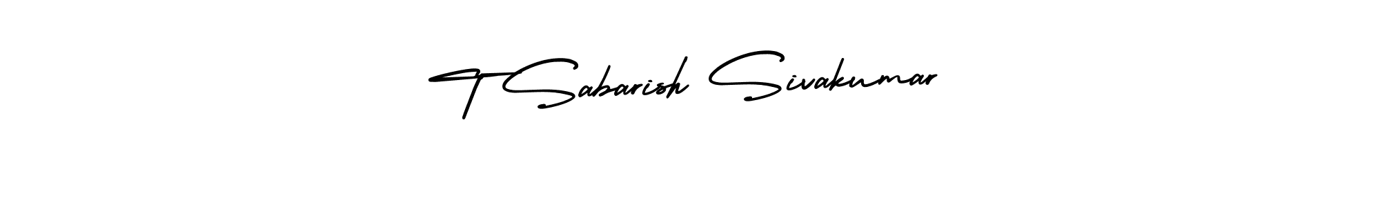 You should practise on your own different ways (AmerikaSignatureDemo-Regular) to write your name (T Sabarish Sivakumar) in signature. don't let someone else do it for you. T Sabarish Sivakumar signature style 3 images and pictures png