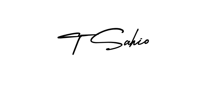 Use a signature maker to create a handwritten signature online. With this signature software, you can design (AmerikaSignatureDemo-Regular) your own signature for name T Sahio. T Sahio signature style 3 images and pictures png