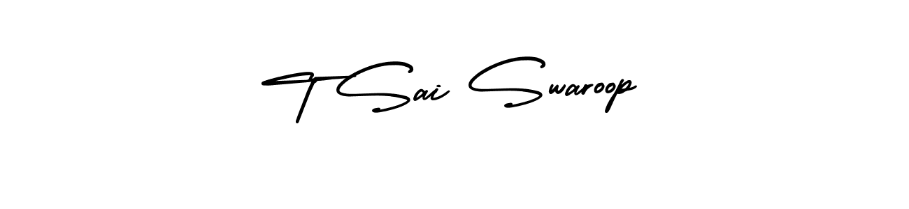 Use a signature maker to create a handwritten signature online. With this signature software, you can design (AmerikaSignatureDemo-Regular) your own signature for name T Sai Swaroop. T Sai Swaroop signature style 3 images and pictures png