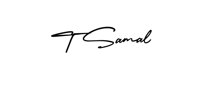 if you are searching for the best signature style for your name T Samal. so please give up your signature search. here we have designed multiple signature styles  using AmerikaSignatureDemo-Regular. T Samal signature style 3 images and pictures png