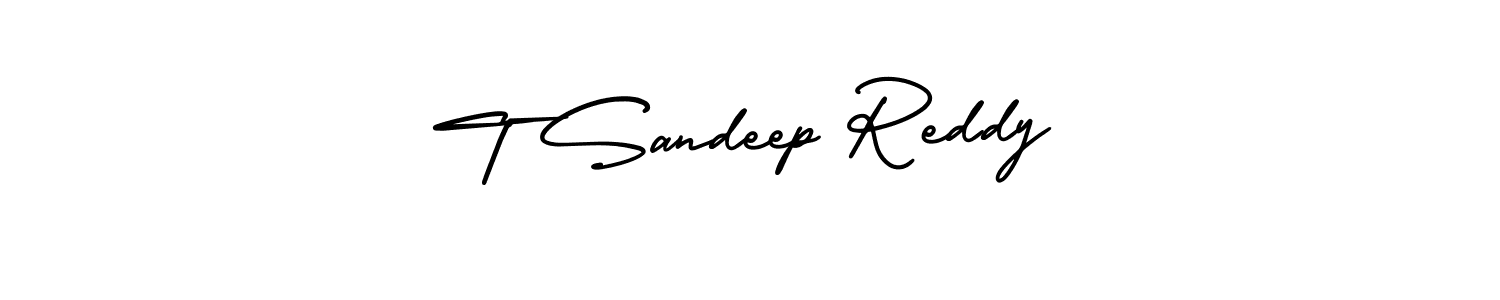 The best way (AmerikaSignatureDemo-Regular) to make a short signature is to pick only two or three words in your name. The name T Sandeep Reddy include a total of six letters. For converting this name. T Sandeep Reddy signature style 3 images and pictures png