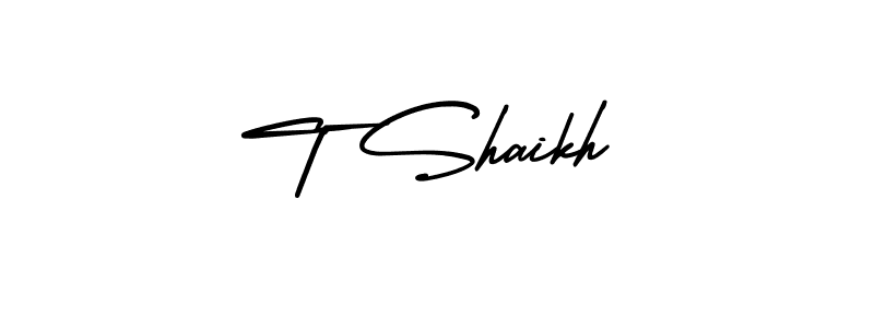 if you are searching for the best signature style for your name T Shaikh. so please give up your signature search. here we have designed multiple signature styles  using AmerikaSignatureDemo-Regular. T Shaikh signature style 3 images and pictures png