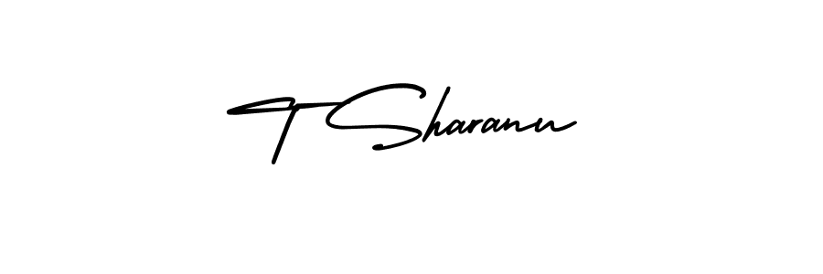 How to make T Sharanu name signature. Use AmerikaSignatureDemo-Regular style for creating short signs online. This is the latest handwritten sign. T Sharanu signature style 3 images and pictures png