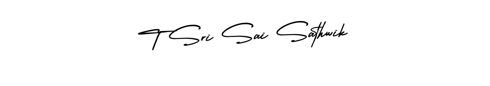 Design your own signature with our free online signature maker. With this signature software, you can create a handwritten (AmerikaSignatureDemo-Regular) signature for name T Sri Sai Sathwik. T Sri Sai Sathwik signature style 3 images and pictures png