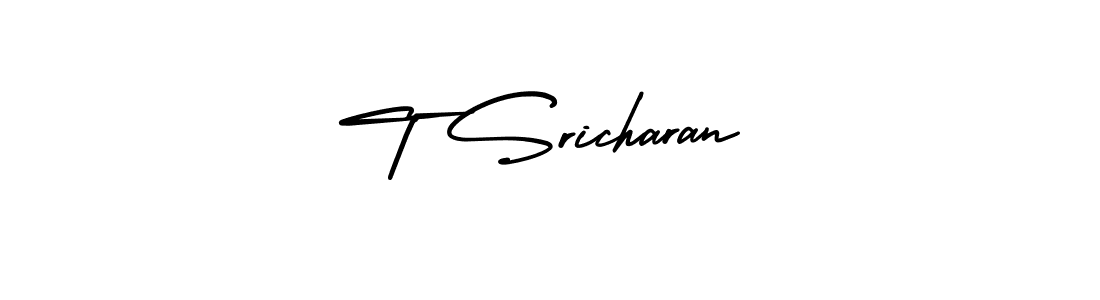 Design your own signature with our free online signature maker. With this signature software, you can create a handwritten (AmerikaSignatureDemo-Regular) signature for name T Sricharan. T Sricharan signature style 3 images and pictures png