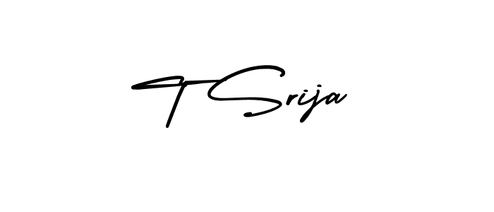 Create a beautiful signature design for name T Srija. With this signature (AmerikaSignatureDemo-Regular) fonts, you can make a handwritten signature for free. T Srija signature style 3 images and pictures png