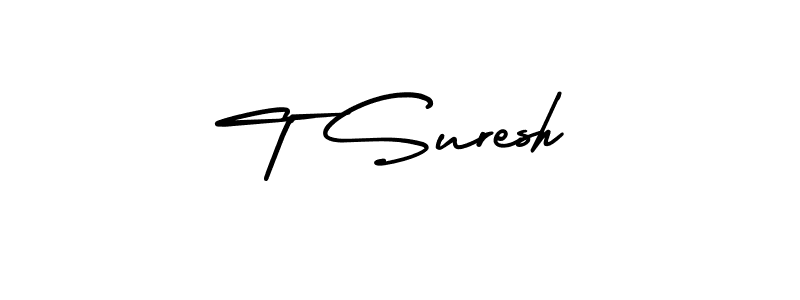 Make a beautiful signature design for name T Suresh. With this signature (AmerikaSignatureDemo-Regular) style, you can create a handwritten signature for free. T Suresh signature style 3 images and pictures png