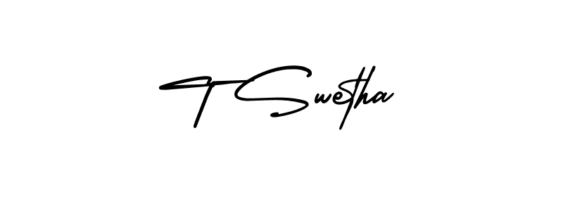 This is the best signature style for the T Swetha name. Also you like these signature font (AmerikaSignatureDemo-Regular). Mix name signature. T Swetha signature style 3 images and pictures png