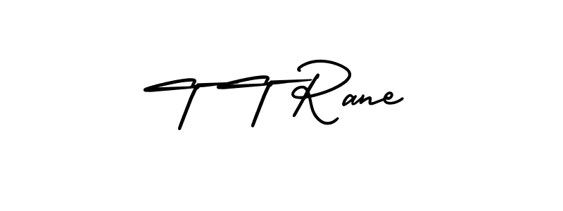 The best way (AmerikaSignatureDemo-Regular) to make a short signature is to pick only two or three words in your name. The name T T Rane include a total of six letters. For converting this name. T T Rane signature style 3 images and pictures png