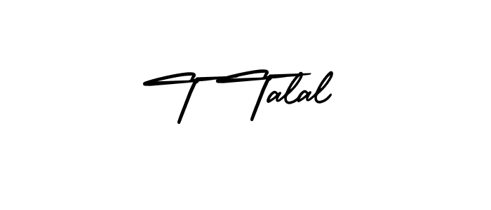 You should practise on your own different ways (AmerikaSignatureDemo-Regular) to write your name (T Talal) in signature. don't let someone else do it for you. T Talal signature style 3 images and pictures png