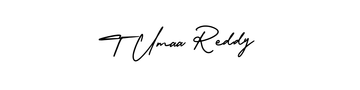 The best way (AmerikaSignatureDemo-Regular) to make a short signature is to pick only two or three words in your name. The name T Umaa Reddy include a total of six letters. For converting this name. T Umaa Reddy signature style 3 images and pictures png