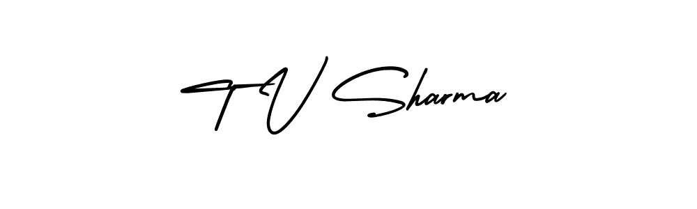 Use a signature maker to create a handwritten signature online. With this signature software, you can design (AmerikaSignatureDemo-Regular) your own signature for name T V Sharma. T V Sharma signature style 3 images and pictures png