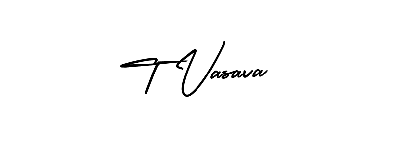 The best way (AmerikaSignatureDemo-Regular) to make a short signature is to pick only two or three words in your name. The name T Vasava include a total of six letters. For converting this name. T Vasava signature style 3 images and pictures png