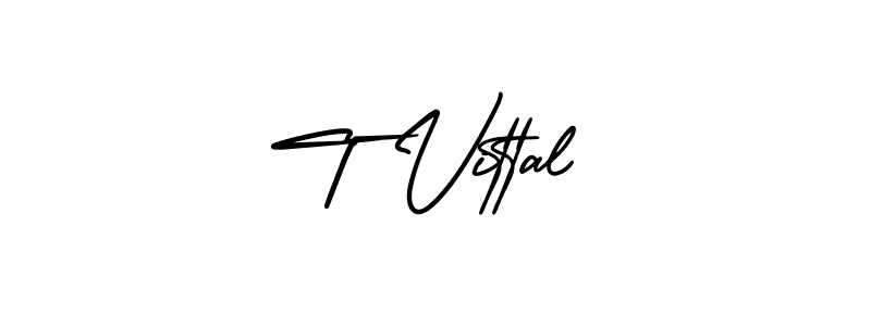 T Vittal stylish signature style. Best Handwritten Sign (AmerikaSignatureDemo-Regular) for my name. Handwritten Signature Collection Ideas for my name T Vittal. T Vittal signature style 3 images and pictures png