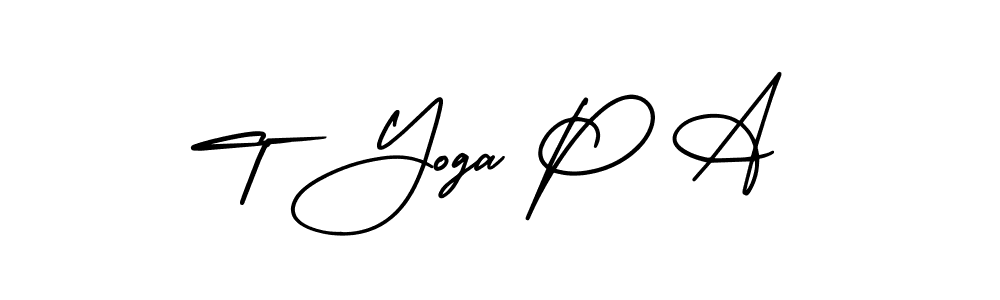 Use a signature maker to create a handwritten signature online. With this signature software, you can design (AmerikaSignatureDemo-Regular) your own signature for name T Yoga P A. T Yoga P A signature style 3 images and pictures png