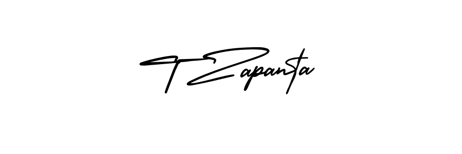 This is the best signature style for the T Zapanta name. Also you like these signature font (AmerikaSignatureDemo-Regular). Mix name signature. T Zapanta signature style 3 images and pictures png