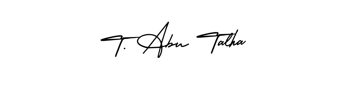 The best way (AmerikaSignatureDemo-Regular) to make a short signature is to pick only two or three words in your name. The name T. Abu Talha include a total of six letters. For converting this name. T. Abu Talha signature style 3 images and pictures png