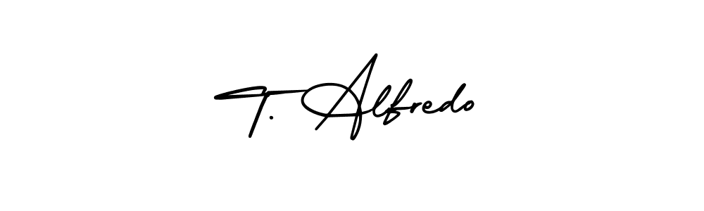 The best way (AmerikaSignatureDemo-Regular) to make a short signature is to pick only two or three words in your name. The name T. Alfredo include a total of six letters. For converting this name. T. Alfredo signature style 3 images and pictures png