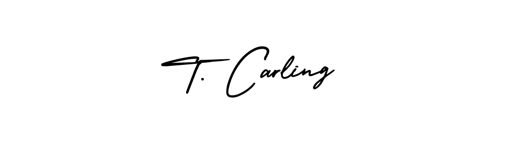 How to make T. Carling name signature. Use AmerikaSignatureDemo-Regular style for creating short signs online. This is the latest handwritten sign. T. Carling signature style 3 images and pictures png