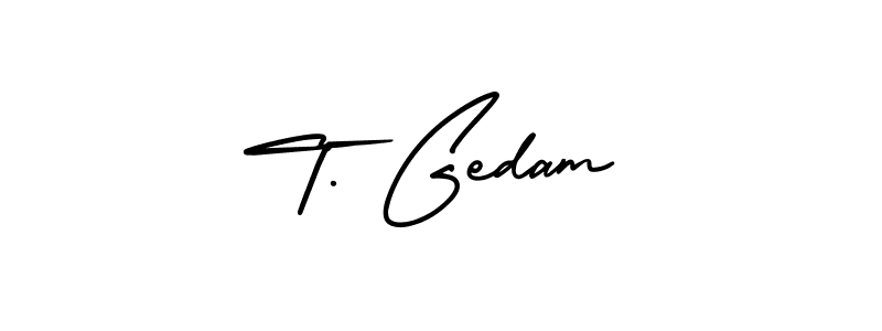 Similarly AmerikaSignatureDemo-Regular is the best handwritten signature design. Signature creator online .You can use it as an online autograph creator for name T. Gedam. T. Gedam signature style 3 images and pictures png