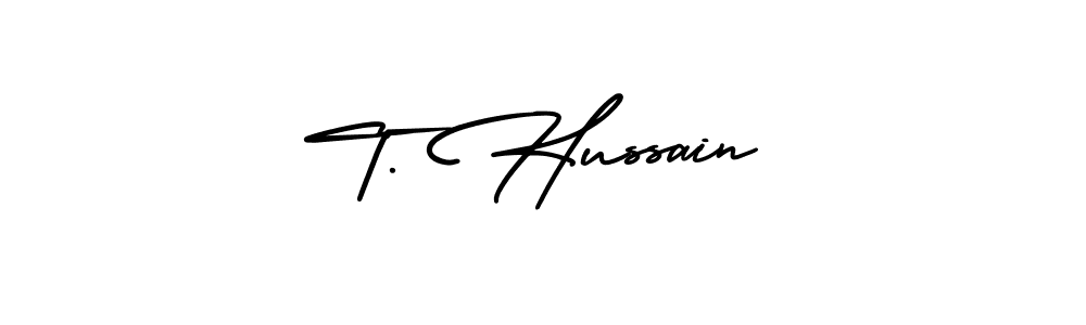 Design your own signature with our free online signature maker. With this signature software, you can create a handwritten (AmerikaSignatureDemo-Regular) signature for name T. Hussain. T. Hussain signature style 3 images and pictures png