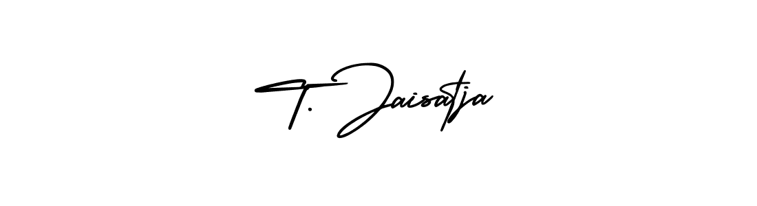 The best way (AmerikaSignatureDemo-Regular) to make a short signature is to pick only two or three words in your name. The name T. Jaisatja include a total of six letters. For converting this name. T. Jaisatja signature style 3 images and pictures png