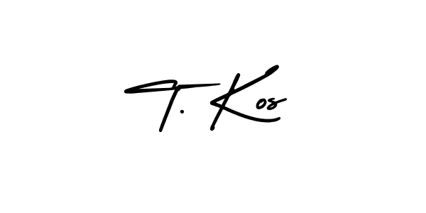 The best way (AmerikaSignatureDemo-Regular) to make a short signature is to pick only two or three words in your name. The name T. Kos include a total of six letters. For converting this name. T. Kos signature style 3 images and pictures png