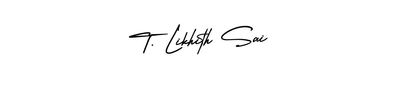 Use a signature maker to create a handwritten signature online. With this signature software, you can design (AmerikaSignatureDemo-Regular) your own signature for name T. Likhith Sai. T. Likhith Sai signature style 3 images and pictures png