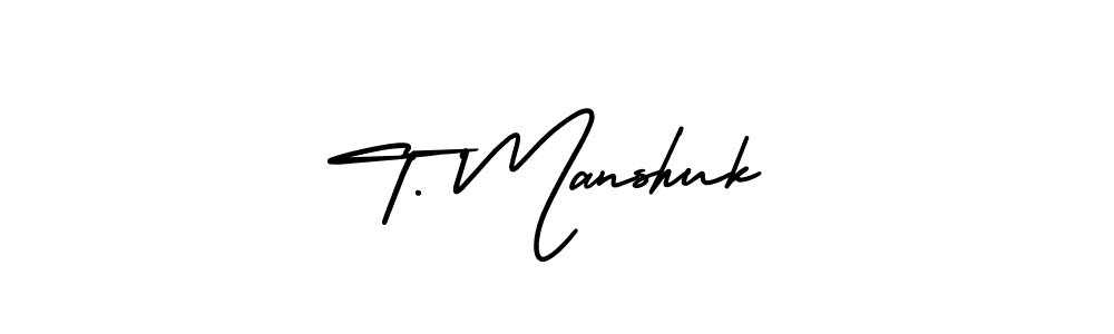 The best way (AmerikaSignatureDemo-Regular) to make a short signature is to pick only two or three words in your name. The name T. Manshuk include a total of six letters. For converting this name. T. Manshuk signature style 3 images and pictures png