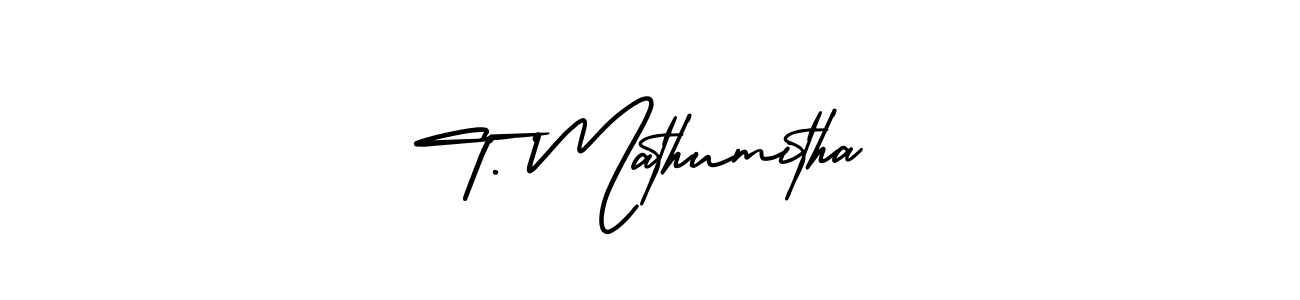 Also we have T. Mathumitha name is the best signature style. Create professional handwritten signature collection using AmerikaSignatureDemo-Regular autograph style. T. Mathumitha signature style 3 images and pictures png