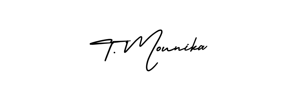 Also You can easily find your signature by using the search form. We will create T. Mounika name handwritten signature images for you free of cost using AmerikaSignatureDemo-Regular sign style. T. Mounika signature style 3 images and pictures png