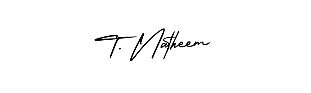 Similarly AmerikaSignatureDemo-Regular is the best handwritten signature design. Signature creator online .You can use it as an online autograph creator for name T. Natheem. T. Natheem signature style 3 images and pictures png