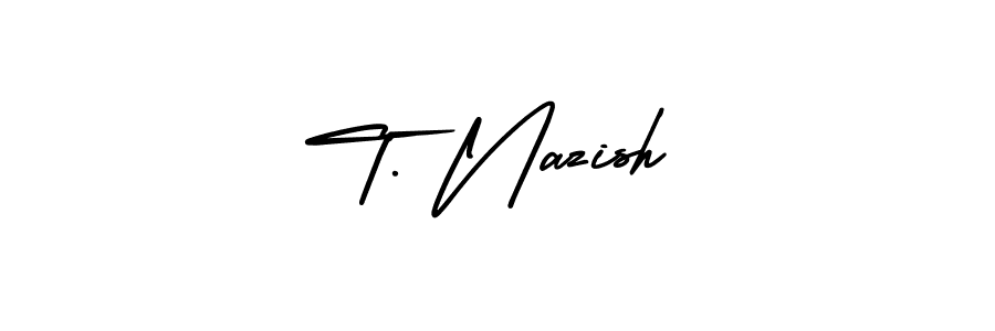 The best way (AmerikaSignatureDemo-Regular) to make a short signature is to pick only two or three words in your name. The name T. Nazish include a total of six letters. For converting this name. T. Nazish signature style 3 images and pictures png