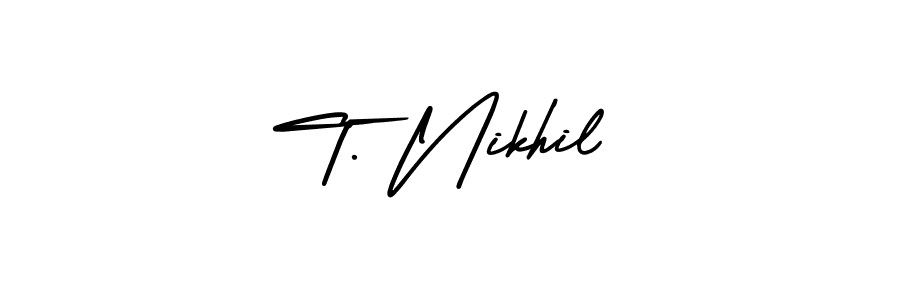 How to make T. Nikhil signature? AmerikaSignatureDemo-Regular is a professional autograph style. Create handwritten signature for T. Nikhil name. T. Nikhil signature style 3 images and pictures png