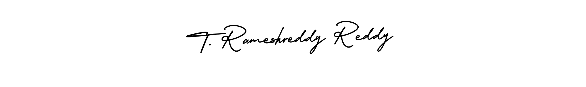 You should practise on your own different ways (AmerikaSignatureDemo-Regular) to write your name (T. Rameshreddy Reddy) in signature. don't let someone else do it for you. T. Rameshreddy Reddy signature style 3 images and pictures png