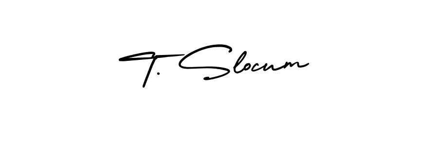 The best way (AmerikaSignatureDemo-Regular) to make a short signature is to pick only two or three words in your name. The name T. Slocum include a total of six letters. For converting this name. T. Slocum signature style 3 images and pictures png