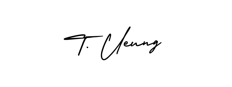 Design your own signature with our free online signature maker. With this signature software, you can create a handwritten (AmerikaSignatureDemo-Regular) signature for name T. Ueung. T. Ueung signature style 3 images and pictures png