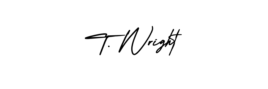 How to make T. Wright name signature. Use AmerikaSignatureDemo-Regular style for creating short signs online. This is the latest handwritten sign. T. Wright signature style 3 images and pictures png
