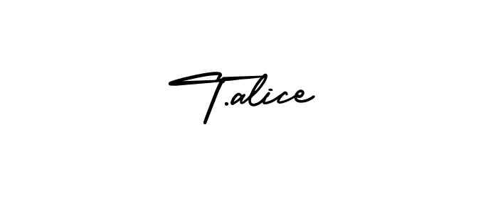 How to make T.alice name signature. Use AmerikaSignatureDemo-Regular style for creating short signs online. This is the latest handwritten sign. T.alice signature style 3 images and pictures png