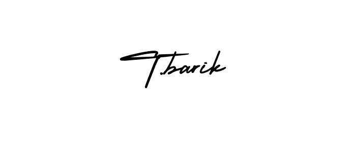 Use a signature maker to create a handwritten signature online. With this signature software, you can design (AmerikaSignatureDemo-Regular) your own signature for name T.barik. T.barik signature style 3 images and pictures png