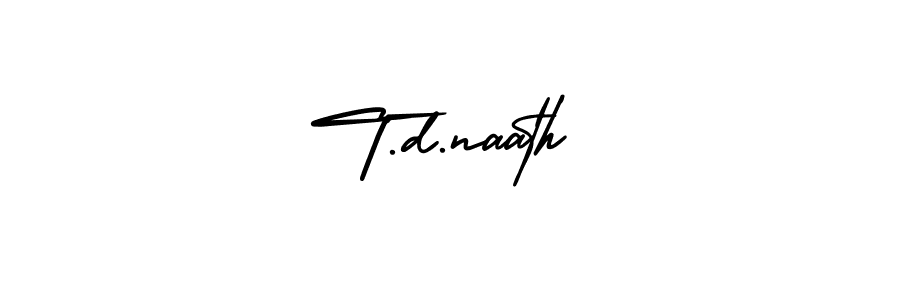 Use a signature maker to create a handwritten signature online. With this signature software, you can design (AmerikaSignatureDemo-Regular) your own signature for name T.d.naath. T.d.naath signature style 3 images and pictures png