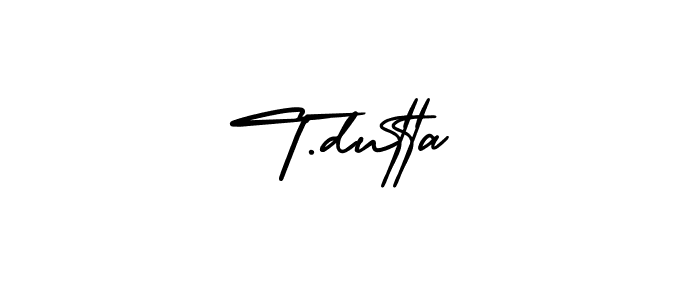 How to make T.dutta name signature. Use AmerikaSignatureDemo-Regular style for creating short signs online. This is the latest handwritten sign. T.dutta signature style 3 images and pictures png