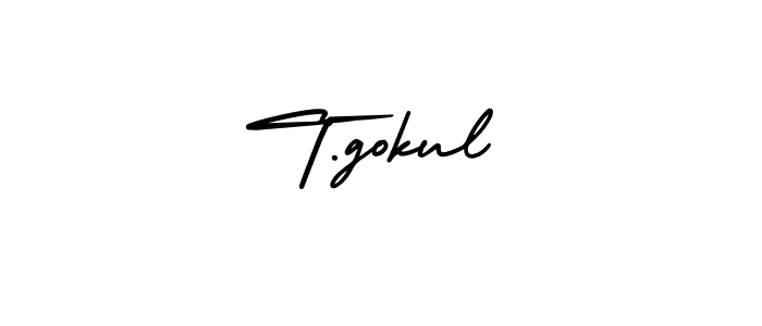 Make a beautiful signature design for name T.gokul. With this signature (AmerikaSignatureDemo-Regular) style, you can create a handwritten signature for free. T.gokul signature style 3 images and pictures png