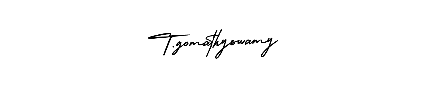 Make a beautiful signature design for name T.gomathyswamy. With this signature (AmerikaSignatureDemo-Regular) style, you can create a handwritten signature for free. T.gomathyswamy signature style 3 images and pictures png