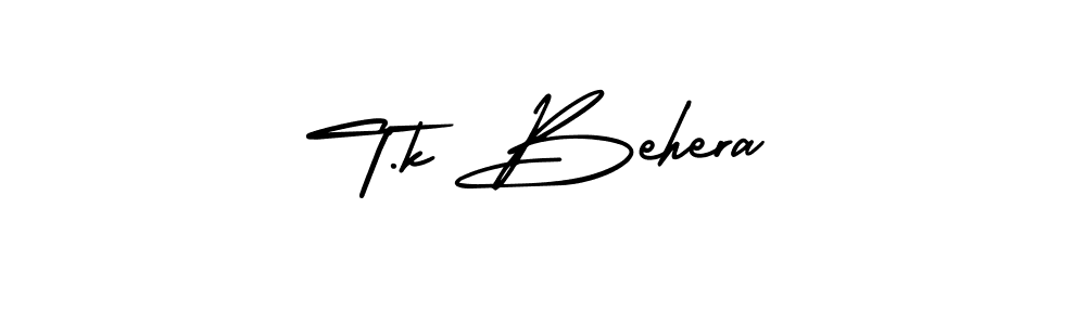 AmerikaSignatureDemo-Regular is a professional signature style that is perfect for those who want to add a touch of class to their signature. It is also a great choice for those who want to make their signature more unique. Get T.k Behera name to fancy signature for free. T.k Behera signature style 3 images and pictures png