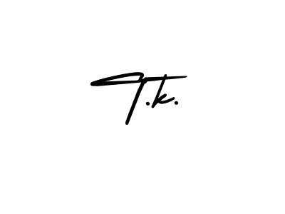Use a signature maker to create a handwritten signature online. With this signature software, you can design (AmerikaSignatureDemo-Regular) your own signature for name T.k.. T.k. signature style 3 images and pictures png