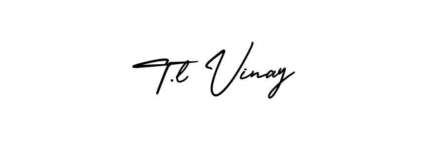 Use a signature maker to create a handwritten signature online. With this signature software, you can design (AmerikaSignatureDemo-Regular) your own signature for name T.l Vinay. T.l Vinay signature style 3 images and pictures png