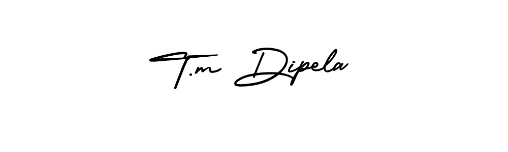 Use a signature maker to create a handwritten signature online. With this signature software, you can design (AmerikaSignatureDemo-Regular) your own signature for name T.m Dipela. T.m Dipela signature style 3 images and pictures png