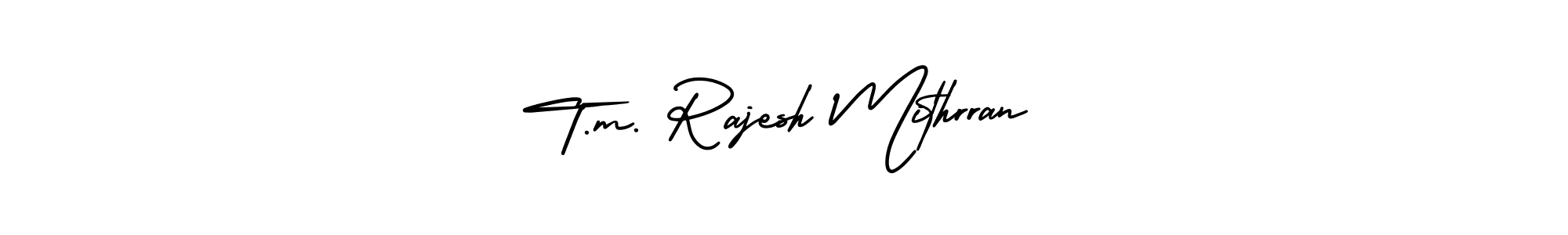 You should practise on your own different ways (AmerikaSignatureDemo-Regular) to write your name (T.m. Rajesh Mithrran) in signature. don't let someone else do it for you. T.m. Rajesh Mithrran signature style 3 images and pictures png