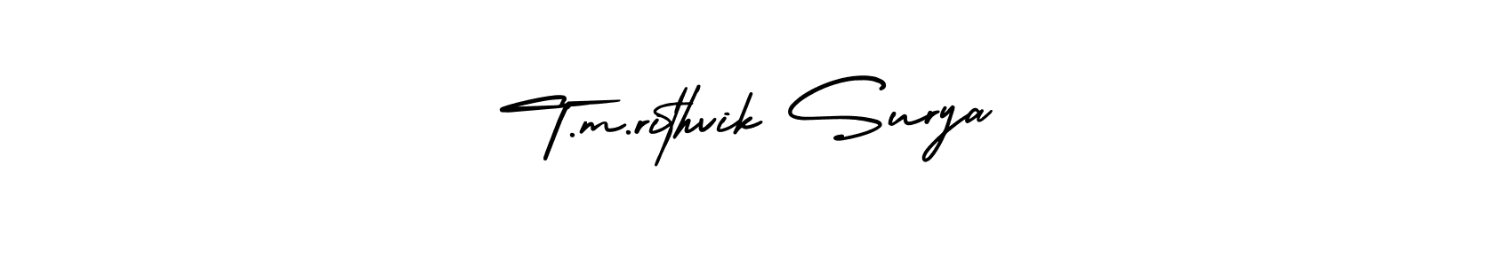 T.m.rithvik Surya stylish signature style. Best Handwritten Sign (AmerikaSignatureDemo-Regular) for my name. Handwritten Signature Collection Ideas for my name T.m.rithvik Surya. T.m.rithvik Surya signature style 3 images and pictures png